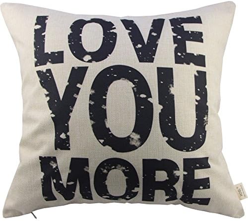 Beety P22 Cotton Linen Square Vintage Throw Pillow Case Shell Decorative Cushion Cover Pillowcase Quotes - Love You More