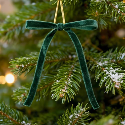 G2PLUS 24 Lazos de Terciopelo de Navidad: Lazos de Regalo con Alambre Verde,13x18cm Bowknot para Árbol de Navidad, Corona y Envoltura de Regalos
