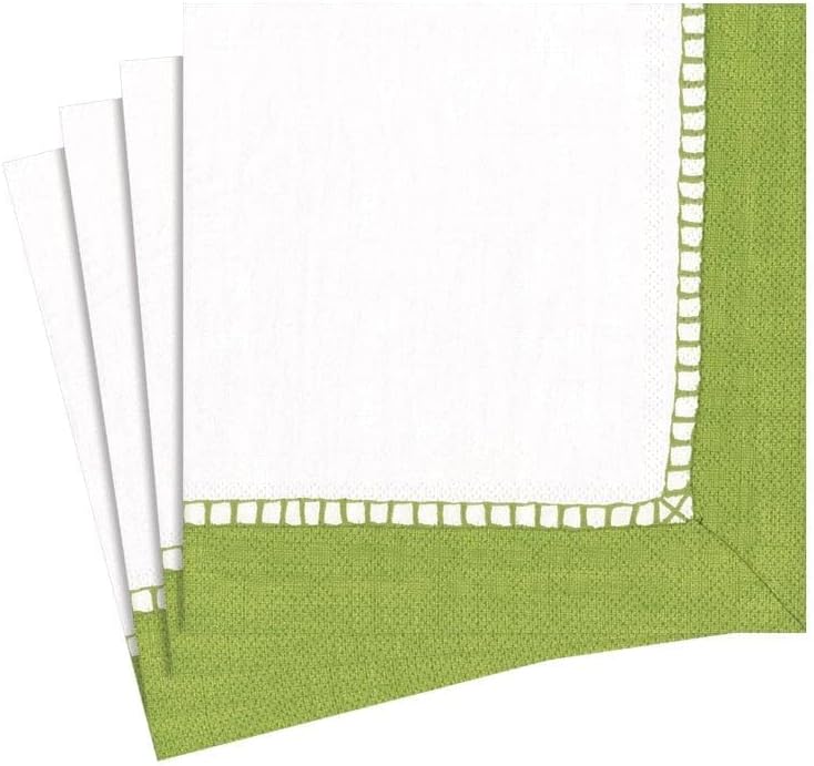 Caspari Linen Border Paper Cocktail Napkins in Natural - Four Packs of 20