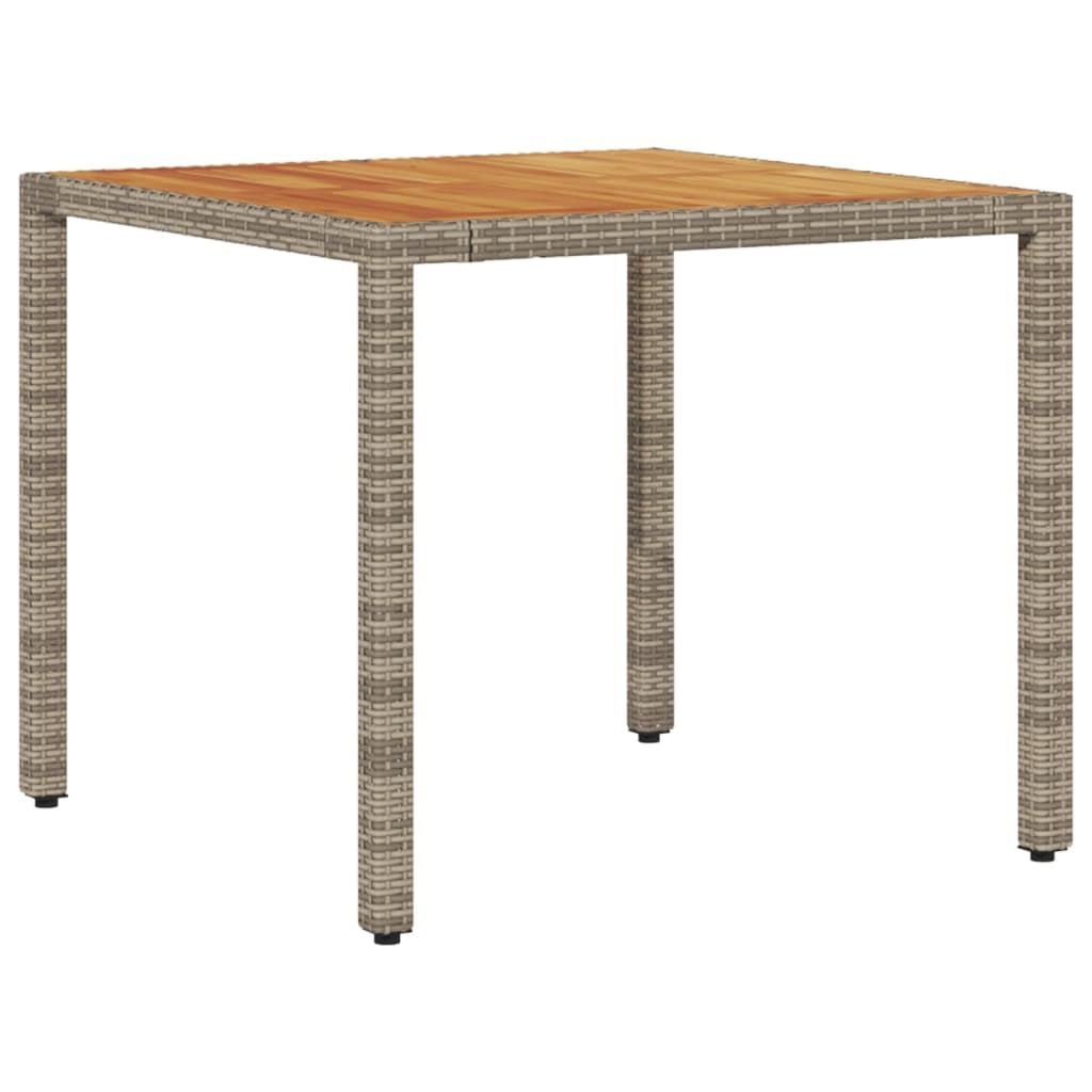 Stół ogrodowy Acacia rattanowa powierzchnia drewniana szary 90x90x75 cm, stół ogrodowy na zewnątrz, stół tarasowy, stół zewnętrzny, stół balkonowy, stoły taras i ogród, stół ogrodowy - 365530