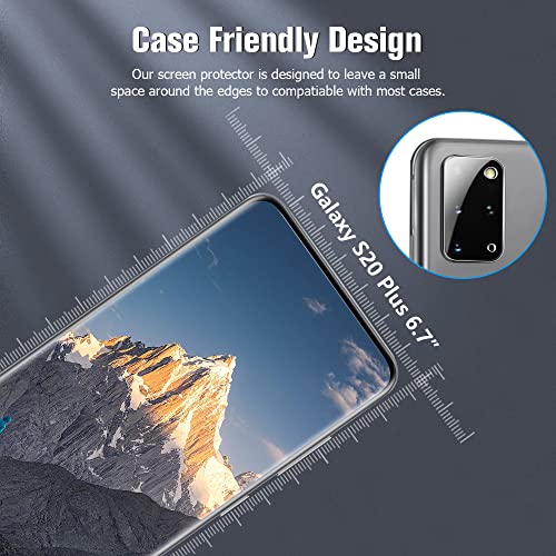 Letang [2+2Pack] Galaxy S20 Plus Screen Protector Tempered Glass + Camera Lens Protector [9H Hardness][Compatible Fingerprint] 3D Curved Hd Clear Glass Film For Samsung Galaxy S20 Plus (6.7") #TOP6