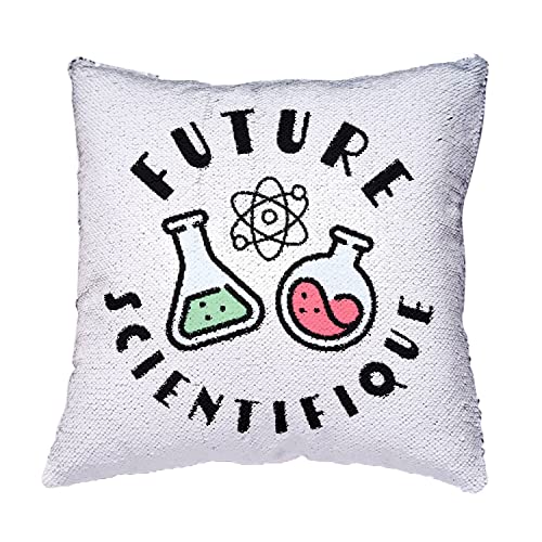 Coussin sequin noir de future scientifique déco métier sciences