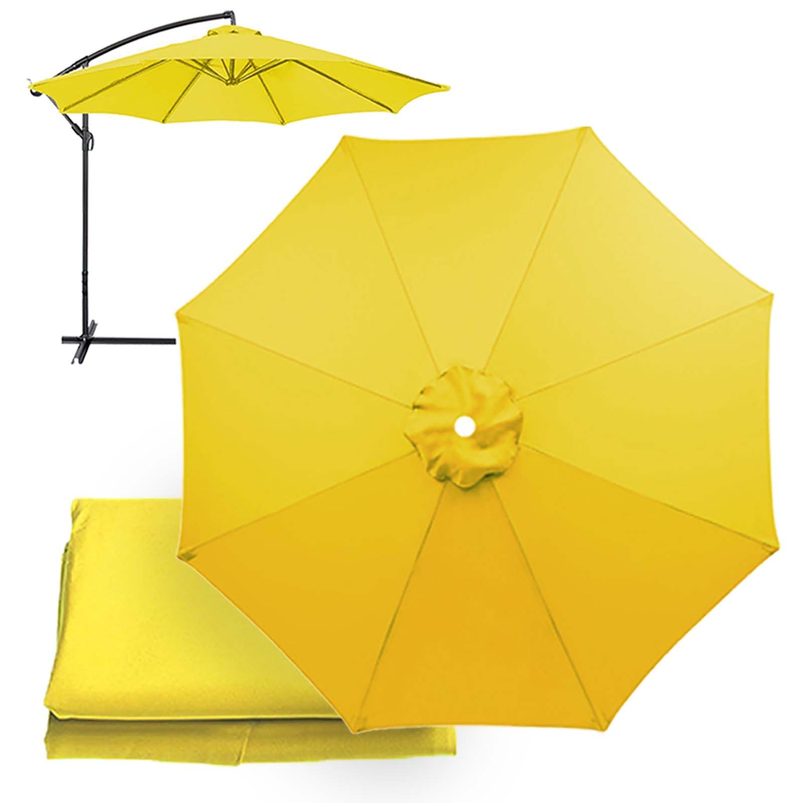 XEISYO Replacement Umbrella Covers 2/2.3/2.5/2.7/3/3.5M, 6/8 Ribs, UV Protection Garden Replacement Parasol Canopy, for Patio Yard Beach (Yellow,8ribs-3.5m/11.5ft)