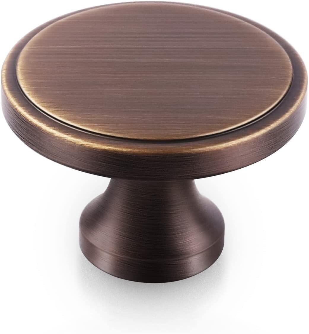 Cabinet Pulls, Kitchen Knobs Brass Solid Round Drawer Brushed Copper Color Dresser(Brown)