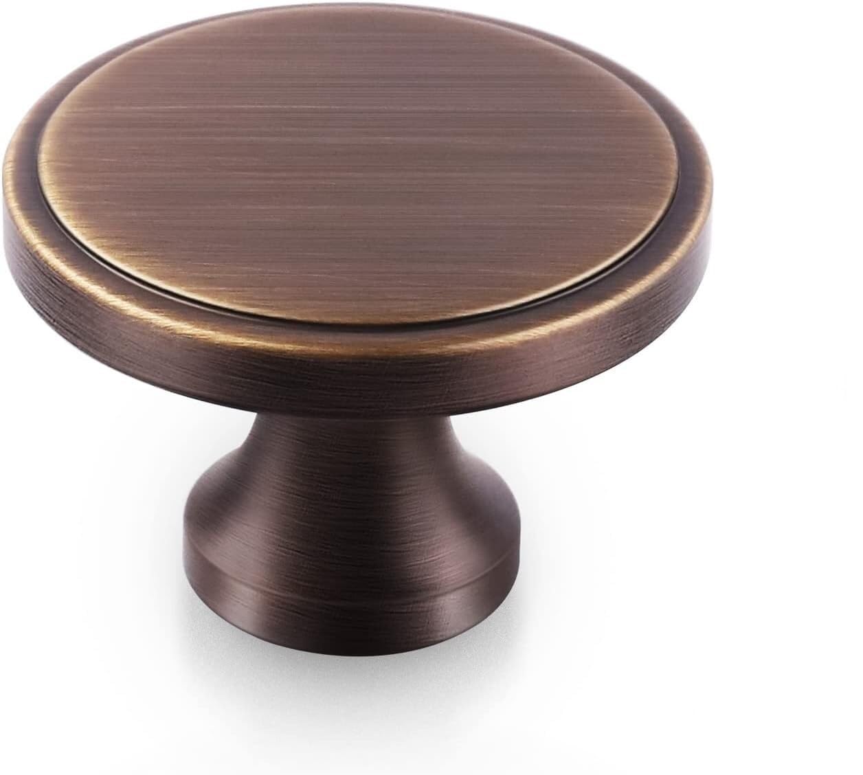 JYABSLNAJ Cabinet Pulls, Kitchen Knobs Brass Solid Round Drawer Brushed Copper Color Dresser(Brown)