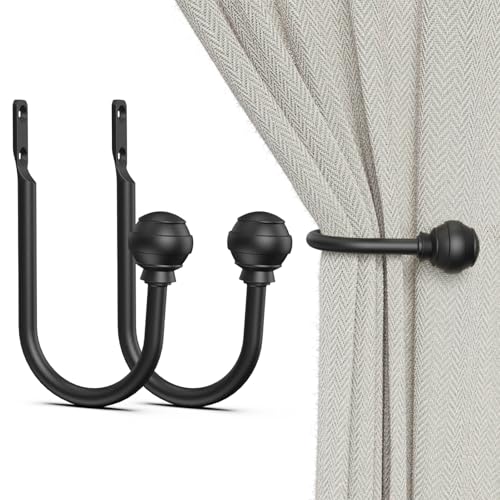 Hion Curtain Holdbacks Black 2pcs, Curtain Tiebacks...