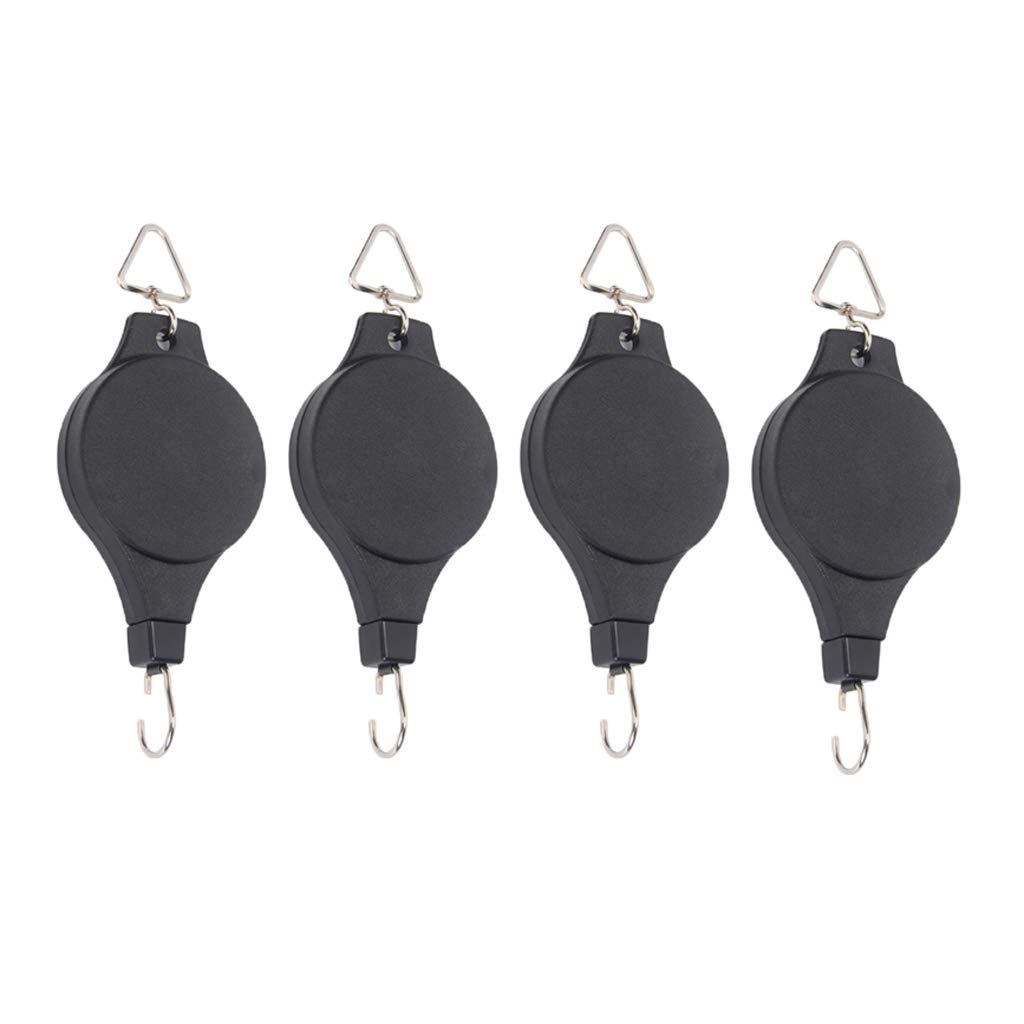 Retractable Adjustable Plant Hanger Hook, Black, Nylon, 4 Pack-image-41