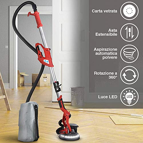 Bakaji Opvouwbare wandschuurmachine, giraffe, gipsplaat, 750 W, vermogen 800-1750 omw/min, automatische stofafzuiging… - Afbeelding 3
