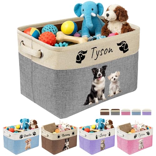 Personalized Dog Toy & Pet Storage Basket with Handle