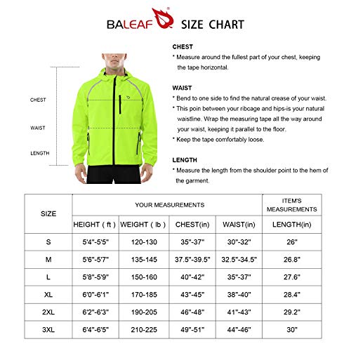 Baleaf BALEAFAAA4670336419MA Mens Cycling Rain Jacket Windbreaker Waterproof Running Gear Golf Mountain Biking Hood Lightweight Reflective Yellow L thumb #6