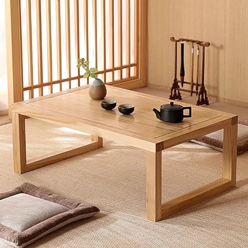 Table basse japonaise rectangulaire en bois massif table tatami marron - 3