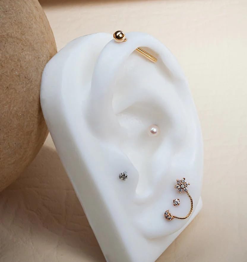 FreshTrends 14k Yellow Gold Industrial Barbell 18G 1 1/4"2