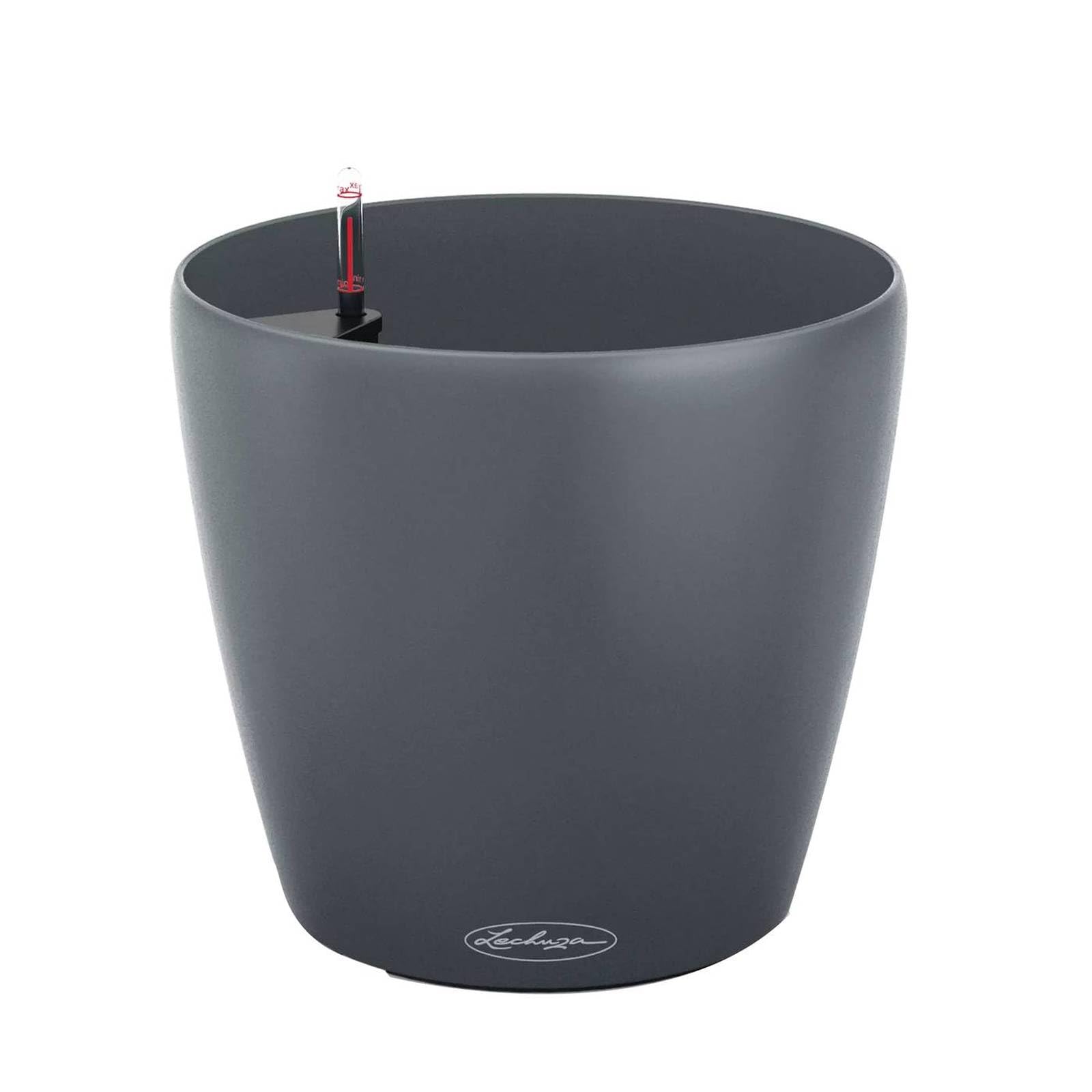 Pot de fleurs gris Lechuza Classico Color ECO 21 avec système d'irrigation