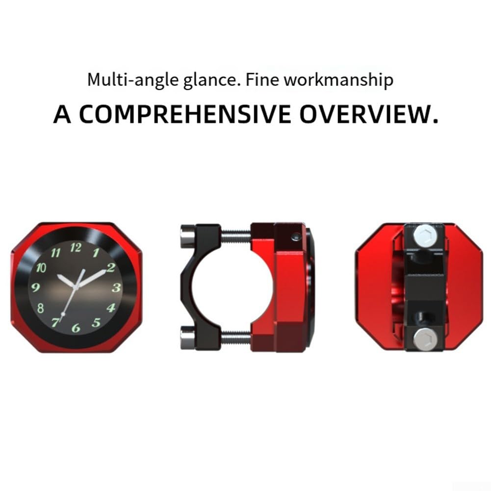 Horloge de guidon de moto, étanche, pour guidon de moto, montre de vélo, convient pour les motos (noir)