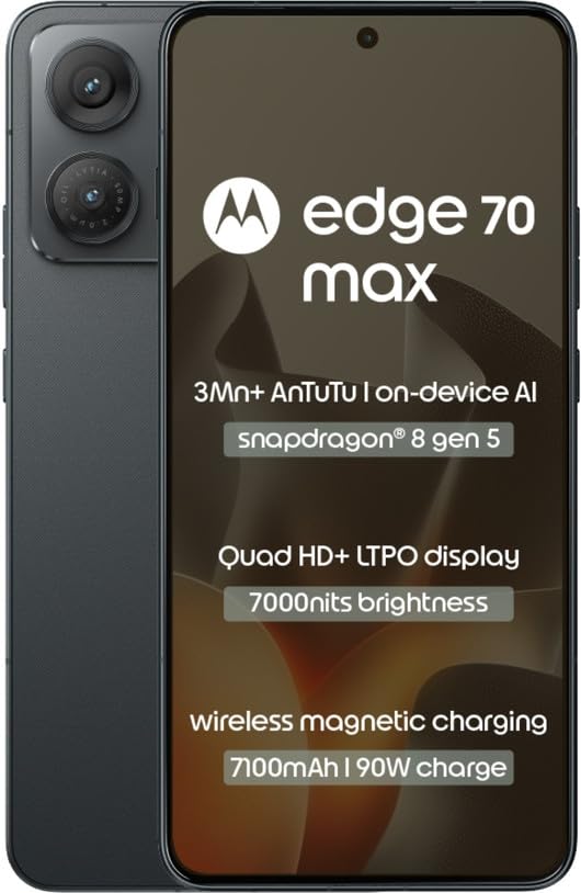 Motorola Edge 70 Max 5G (Pantone Dark Shadow, 8GB RAM, 256GB Storage) | Snapdragon 8 Gen 5 Processor | 6.8-inch Quad HD+ Display | 50MP + 8MP Rear Camera | 32MP Front Camera | 7100mAh Battery | 90W-image-29