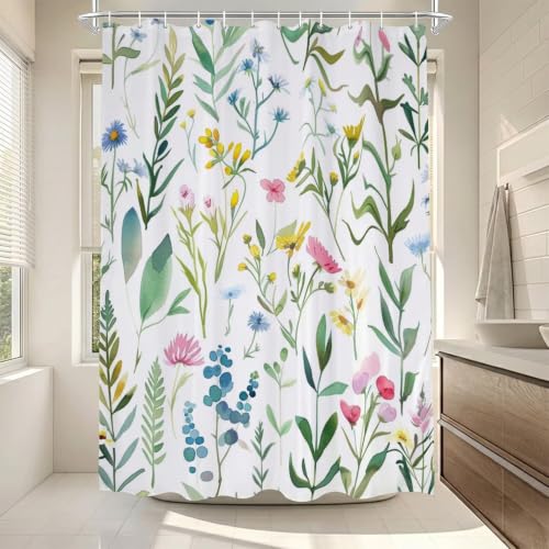 Rideau de douche 180x220cm fleurs sauvages en polyester imperméable
