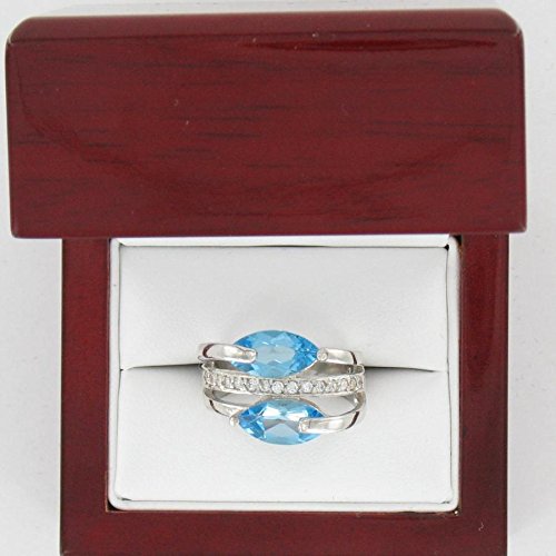 Bague topaze bleu argent 925 taille 56 d'une qualité joaillière d'exception