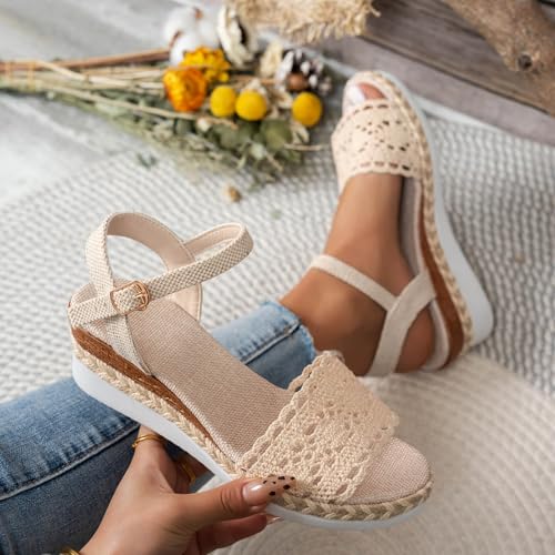 Sandales compensées légères et respirantes avec boucle réglable - 6