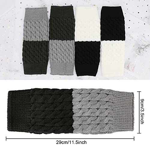 PHOGARY 2 Pairs Winter Warm Boot Cuffs for Women, Crochet Knitted Boot Socks for Gilrs Short Leg Warmers Boot Topper Socks Leg Cuffs Boot Warmers Gift (2 Color Stitching)2