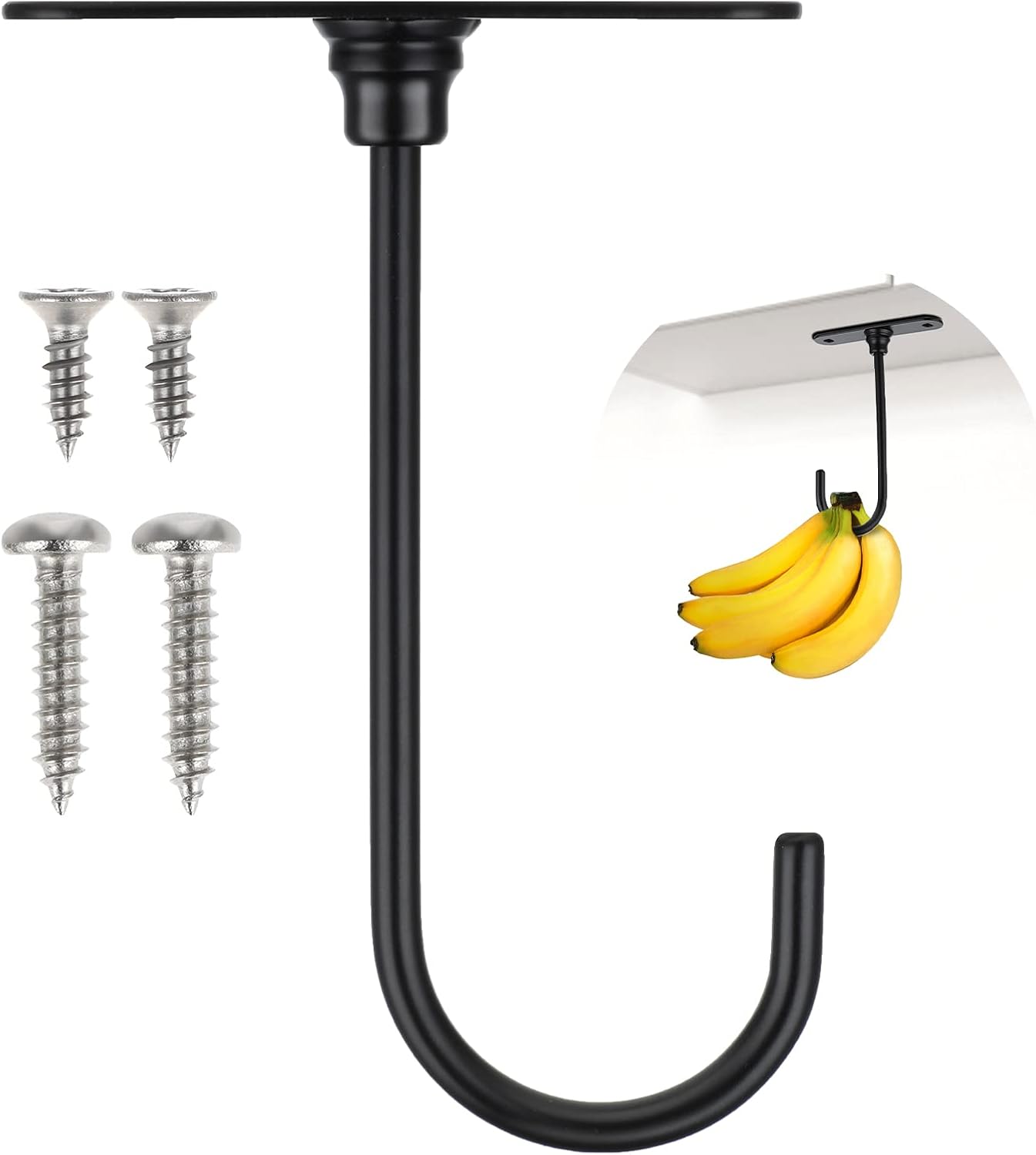 Grevosea 1 Pack Banana Hook,Metal Banana Hanger Hook Banana Holder Under