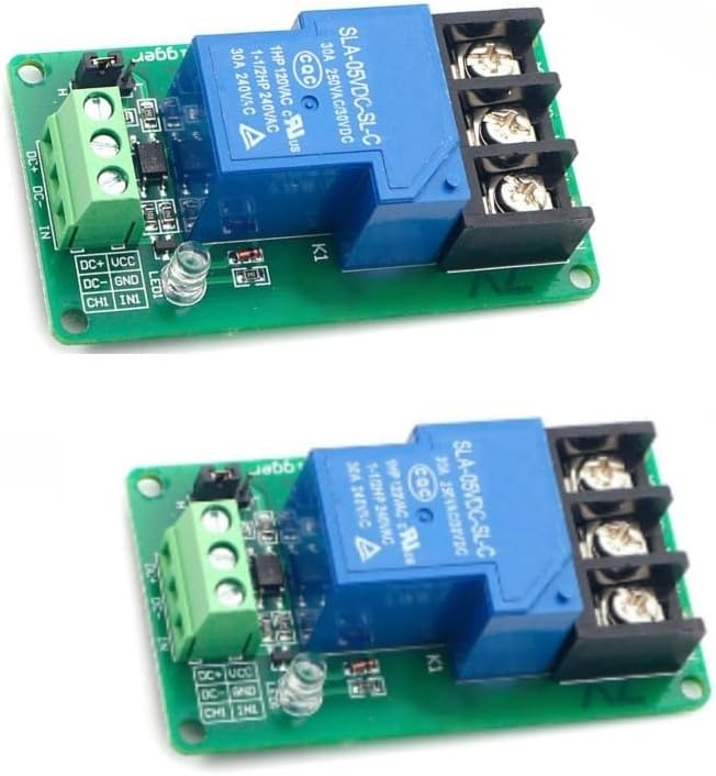 30A Single-Channel Relay Module, 2-Pack with Optocoupler Isolation, High/Low-Level Trigger, 5V/12V/24V Input, Industrial Automation Control(5V)