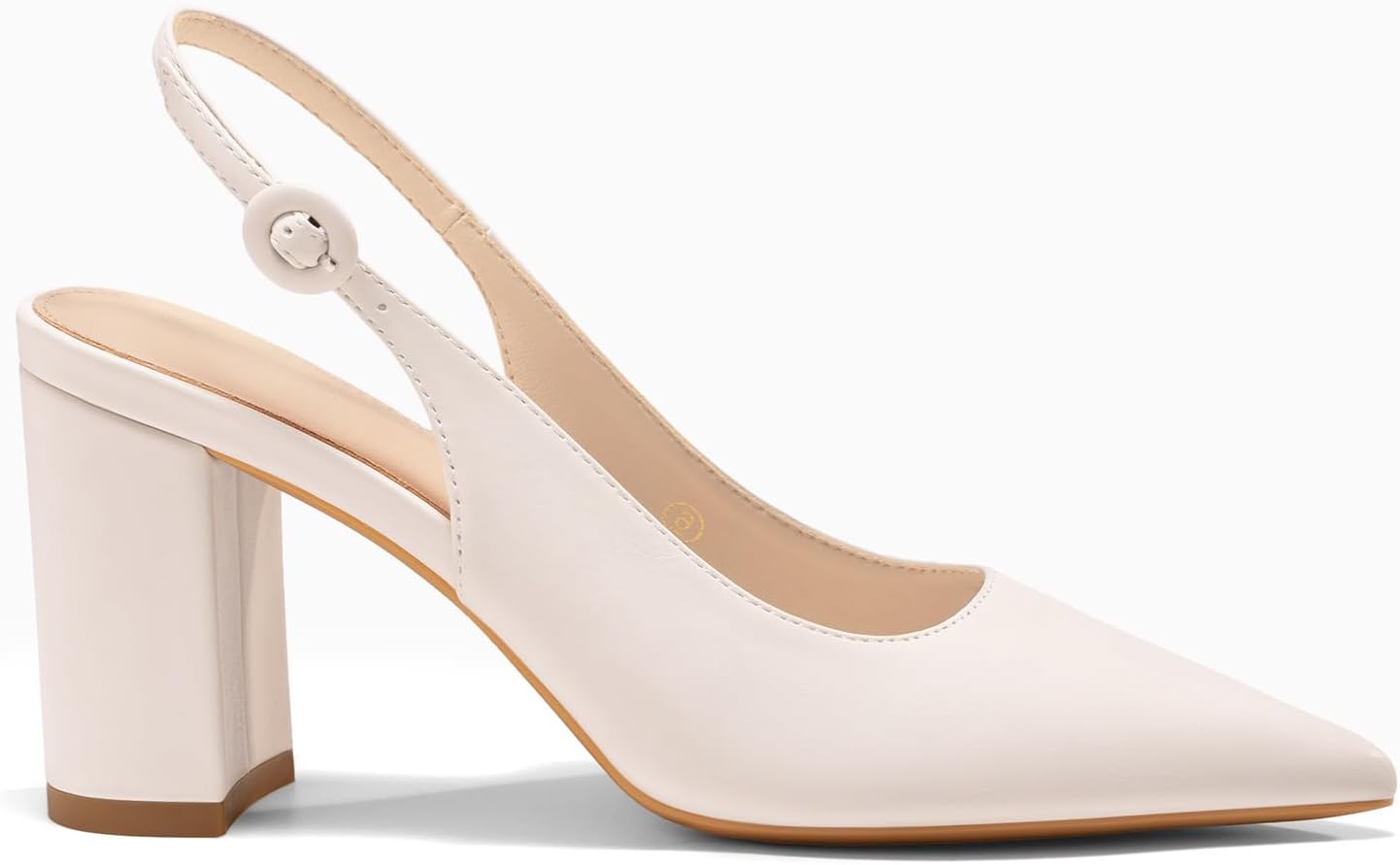 Coutgo Women's Pointed Toe Block Heel Pumps Slingback Chunky Heel Slip On Work Party Dress Shoes - Image 4