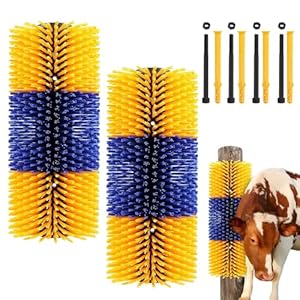 2PCS Livestock Scratch Brushes, Horse Scratcher Full Massage Brush Kit, Relieve Itching on Back, for Horse, Cattle, Sheep, Pig, Yellow