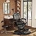 Baasha Black Luxury Barber Chair, Comfortable Reclining Salon Chair with Ultra-Stable Base, Adjustable Headrest & Plush Seat, 550 lbs Capacity