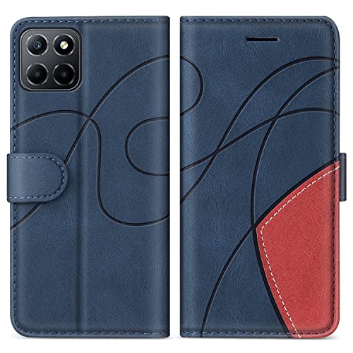 KKEIKO Funda para Huawei Honor X8 5G / Honor X6 5G, Billetera Carcasa de PU Cuero para Huawei Honor X8 5G / Honor X6 5G, Anti Golpes Magnético Funda con Ranura para Tarjeta, Azul