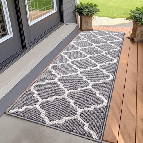 OLANLY Indoor Door Mat, 59x20, Non-Slip Absorbent Resist Dirt Entrance Mat, Washable Low-Profile Inside Floor Doormats for Entryway, Grey