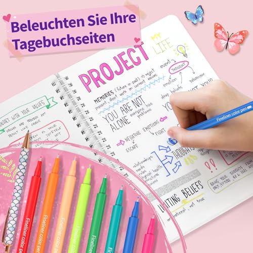 ADUSRIZ 2-Pack Mega DIY Tagebuch Set Mädchen, Geschenk ab 8 9 10 11 12 13 14 Jahre Mädchen, Basteln Mädchen und Scrapbook Set Mädchen, Kreative Geschenke für 8-14 Jahre Teenager Mädchen