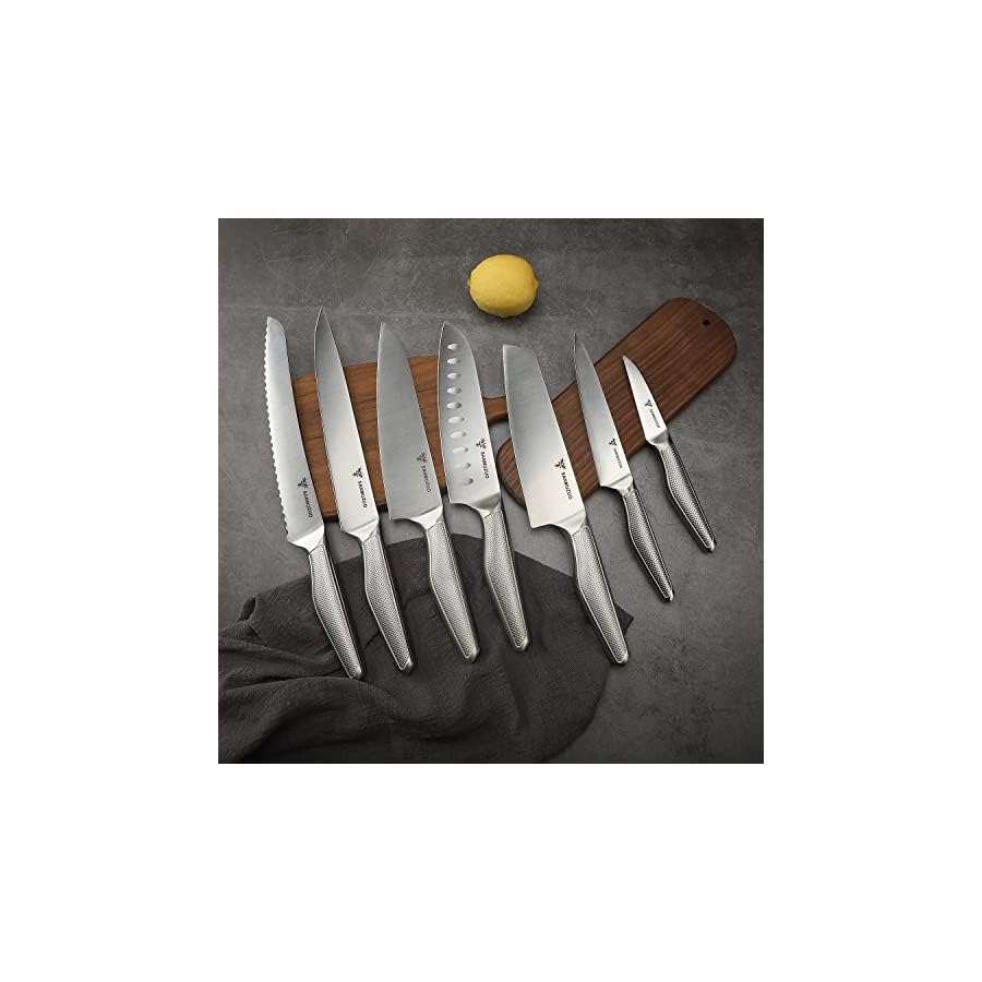SANMUZUO Kitchen Knives Set - 7 Pieces, Stainless Steel Chef Knife Sets for Kitchen - Zhen Series