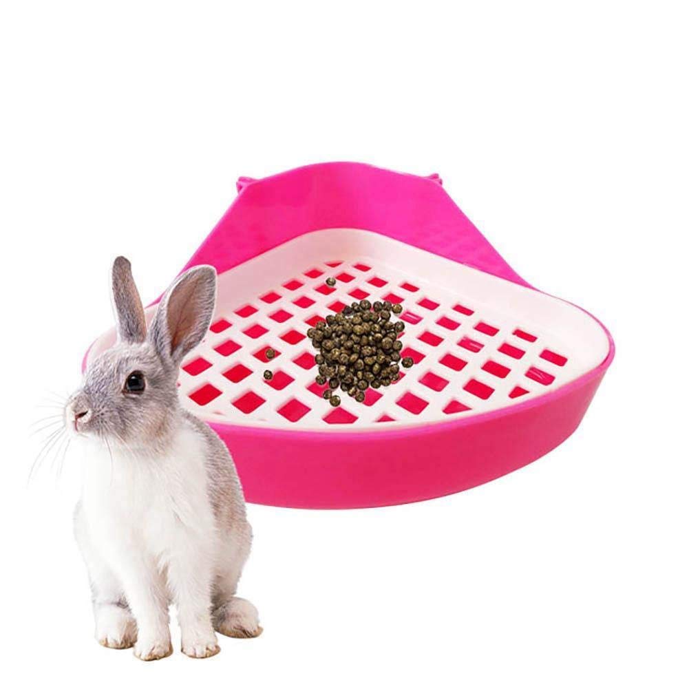 Gkhowiu Rabbit Toilet Litter Tray,Small Animal Toilet Corner Potty, Pet Litter Trays Corner for Rabbit, (Pink)