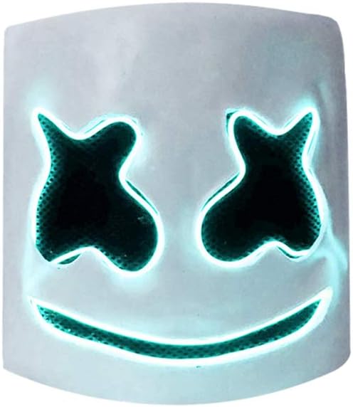LED DJ Marshmello Helmet Music Festival Light Up Marshmallow Mask Halloween Novelty Costume Party Latex Mask