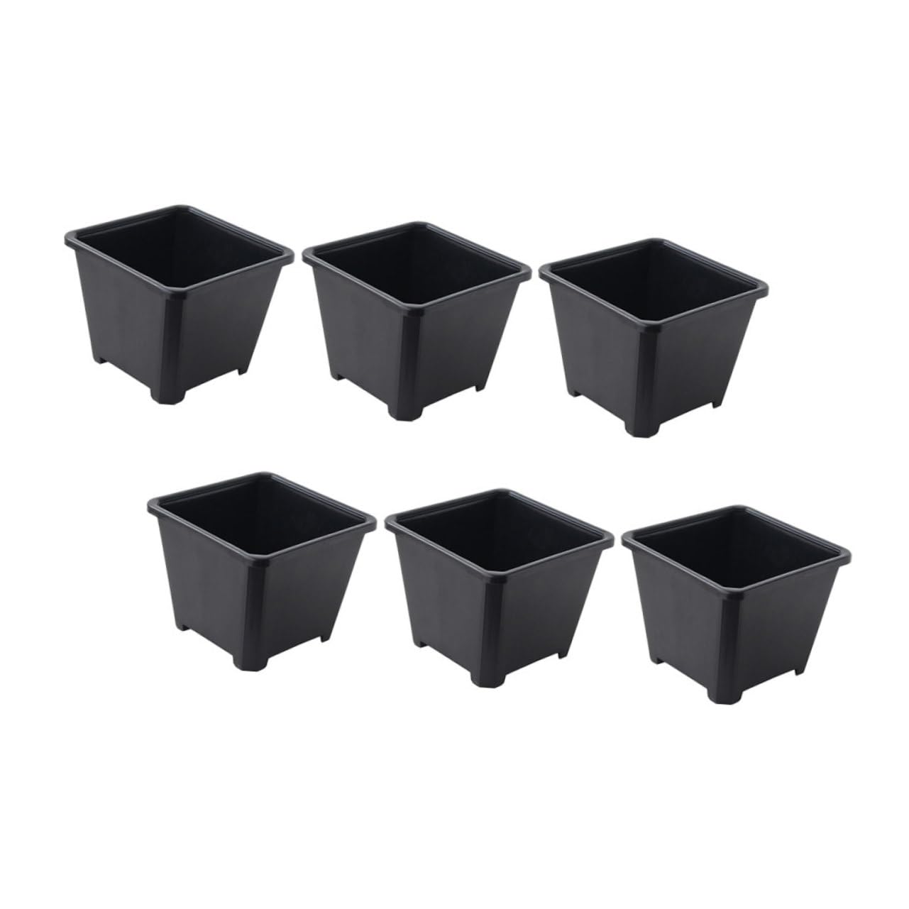 ROMISBABA Square Flower Pot Set of 6 Sturdy Plastic Planter Flower Pots Gardening Supplies for Succulent
