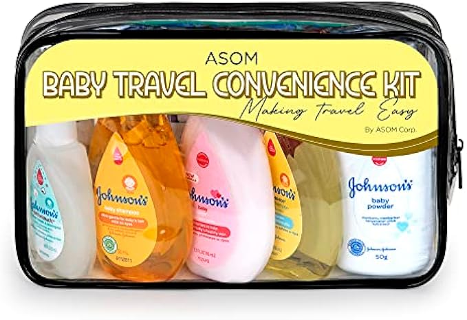 Asom Baby Bath EssentialsTravel Convenience Kit, Bedtime Soap Shampoo Lotion Wipes Rash Cream and Moisturizing Set, TSA-Compliant All-in-One Hassle-Free Traveling Babies Toiletries.