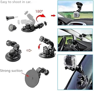 Car Interior Holder for Coverzone Action camera Car Suction Cup Holder Mounting on Window Glass Sunroof Easy Angle Adjustable Holder for Video Recording