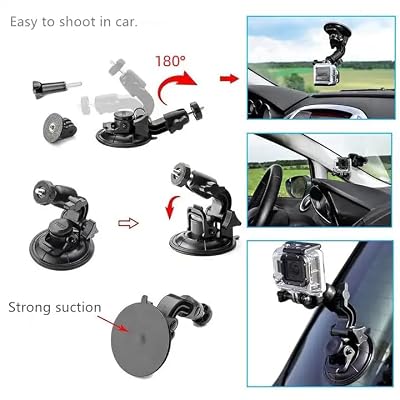 Car Interior Holder for Coverzone Action camera Car Suction Cup Holder Mounting on Window Glass Sunroof Easy Angle Adjustable Holder for Video Recording