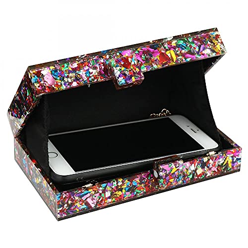 Image of Acrylic Handbags for Women Multicolor Perspex Geometric Purses Box Clutch Elegant Crossbody Bag for Lady Evening Banquet Prom