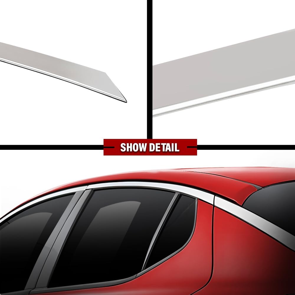Rear Door Frame Molding Trim Pair Compatible with Kia Optima 2011-2015 838502T000, 838602T000 Silver