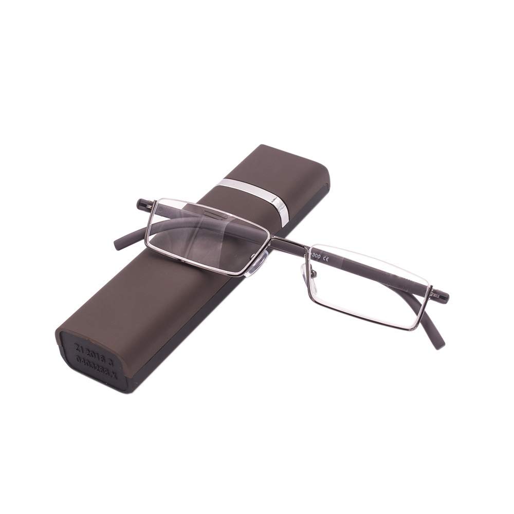 KoKoBin Lesebrille mit Ultraleichtem TR90 Rahmen Lesehilfe Halbbrille aus Metallrahmen mit Halbrahmen Sehehilfe mit Brillenetui für Damen und Herren