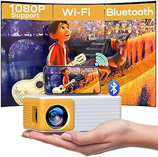 Mini Projector - Portable WIFI Bluetooth Projector Full HD 1080P Support, YOTON Phone Projector for Home Theater, Compatible with PC/Tablet/Fire Stick/iOS and Android Phone
