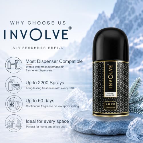 Image of Involve Luxe Fresh Glacier Automatic Room Freshener Refill | 2200 Sprays Guaranteed | Lasts up to 60 Days (225ml) | Automatic Home Fresheners | Long Lasting Fragrance