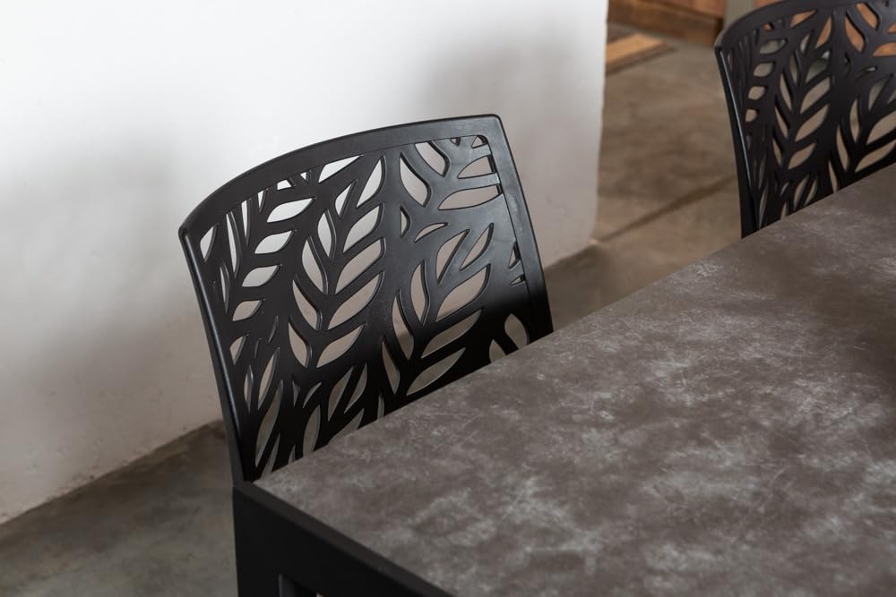SIEDITI FUORI E DENTRO - Chaises Dafne en résine avec fibre de verre empilables pour intérieur/extérieur (6, anthracite)