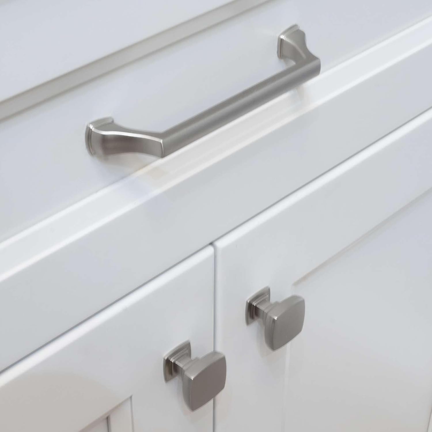 Modket 1 Pack Brushed Nickel 5 Inch(128mm) Hole Center Kitchen Cabinet Pulls Hardware Kitchen Handles for Cabinets Cupboard Handles Drawer Pulls