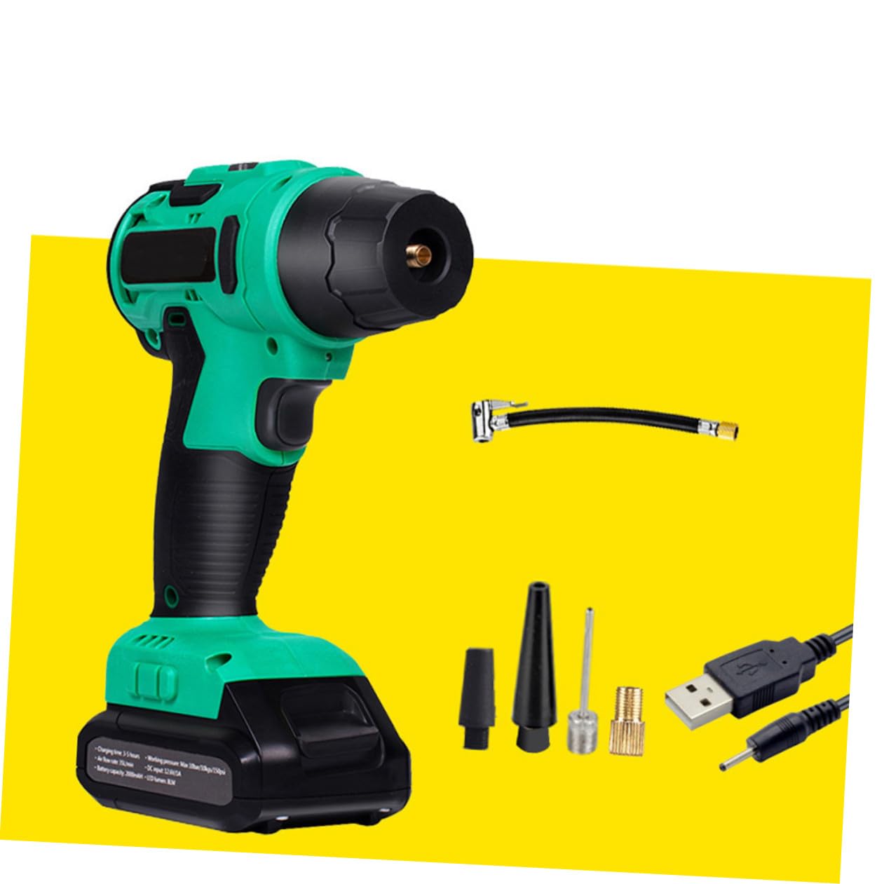 PRETYZOOM Bomba De Aire Inalámbrica para Inflar En El Coche Portátil Inalámbrica Color Verde