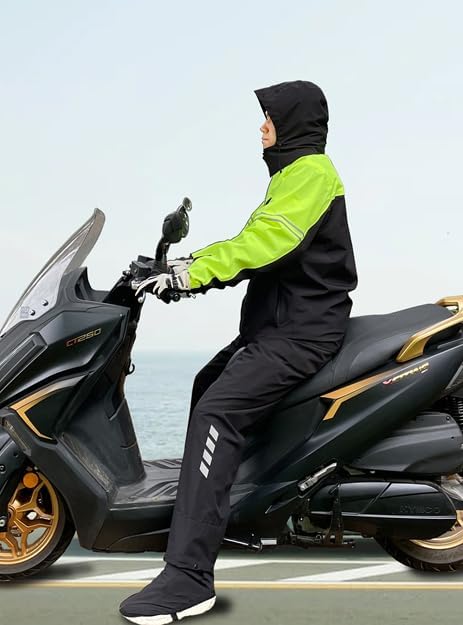Miniatura 7 de Traje de lluvia impermeable para hombres, chaquetas de lluvia ligeras y pantalones reflectantes portátiles para motocicleta, ciclismo, equipo de