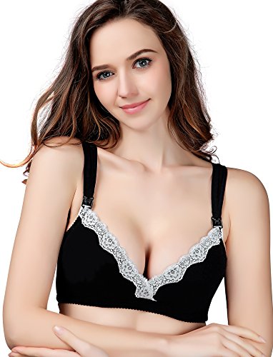 Cakye Women's Underwire Maternity Nursing Bra 3Pack (36C, Black/Grey/Nude 3Pcs/Pack) #TOP4