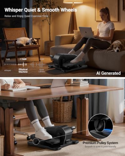 Image of Under Desk Elliptical Machine, Mini Elipse Leg Exerciser with 12 Speeds | Electric Seated Pedal Exerciser for Seniors, Forward & Reverse Direction, Manual & Auto with Remote for Home Office