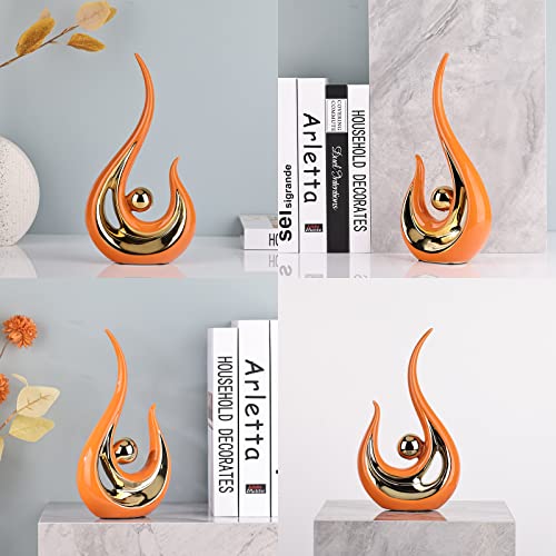 Dovdov Modern Art Abstract Statues, Ceramic Statues, Orange And Gold Home Decor, For Living Room Coffee Table Decor, Home Office, Bedroom Decor, Dining Table Decor And Accessories #TOP4
